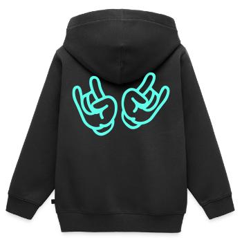 rock hands - Kids Premium Organic Zip-up Hoodie - black - Back - AI Model Kid Male (0cm)