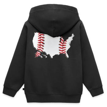 USA | echter Baseball | Landkarte - Kinder Premium Organic Zip Hoodie - Schwarz - Hinten - AI Model Kid Male (0cm)