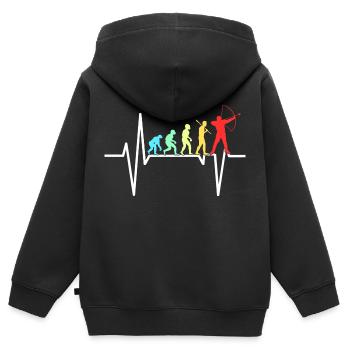 Battement de cœur de tir à l'arc - Sweat Premium à capuche zippé enfant bio - noir - Dos - AI Model Kid Male (0cm)