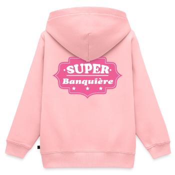 SUPER Banker - Kinder Premium Organic Zip Hoodie - Rosa - Hinten - AI Model Kid Female (0cm)