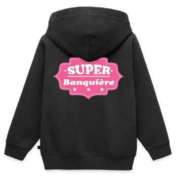 SUPER Banker - Kids Premium Organic Zip-up Hoodie - black - Back - AI Model Kid Male (0cm)