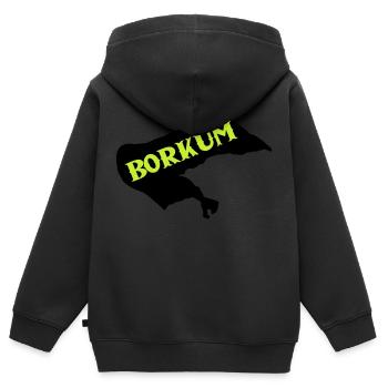 Île de Borkum - Sweat Premium à capuche zippé enfant bio - noir - Dos - AI Model Kid Male (0cm)