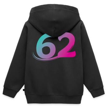 Nummer 62 mehrfarbig - Kinder Premium Organic Zip Hoodie - Schwarz - Hinten - AI Model Kid Male (0cm)