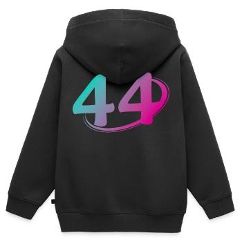 Nummer 44 mehrfarbig - Kinder Premium Organic Zip Hoodie - Schwarz - Hinten - AI Model Kid Male (0cm)
