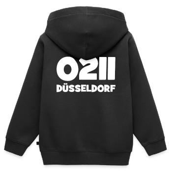 0211 Vorwahl Düsseldorf NRW Rhein - Kinder Premium Organic Zip Hoodie - Schwarz - Hinten - AI Model Kid Male (0cm)