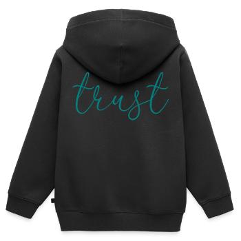 confiance - Sweat Premium à capuche zippé enfant bio - noir - Dos - AI Model Kid Male (0cm)