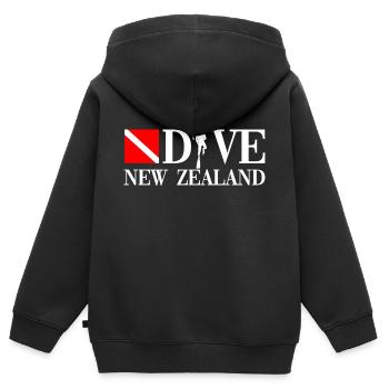 Plongée Nouvelle-Zélande - Neuseeland - Maori - Aotearoa - Sweat Premium à capuche zippé enfant bio - noir - Dos - AI Model Kid Male (0cm)