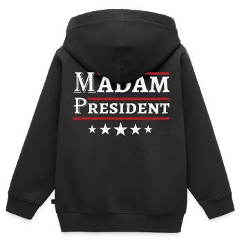 Frau Präsidentin 2024 - Kinder Premium Organic Zip Hoodie - Schwarz - Hinten - AI Model Kid Male (0cm)