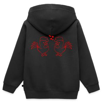 verliebte Hühner - Kinder Premium Organic Zip Hoodie - Schwarz - Hinten - AI Model Kid Male (0cm)