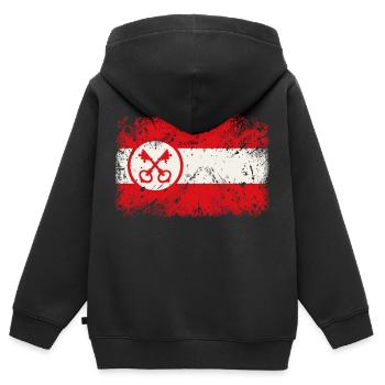 Leiden Flagge - Kinder Premium Organic Zip Hoodie - Schwarz - Hinten - AI Model Kid Male (0cm)
