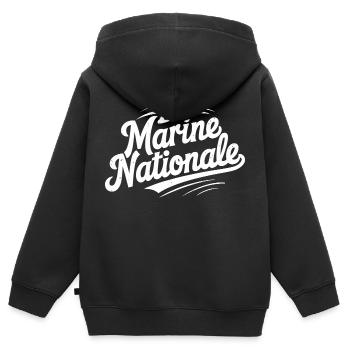 Marine Nationale - Sweat Premium à capuche zippé enfant bio - noir - Dos - AI Model Kid Male (0cm)