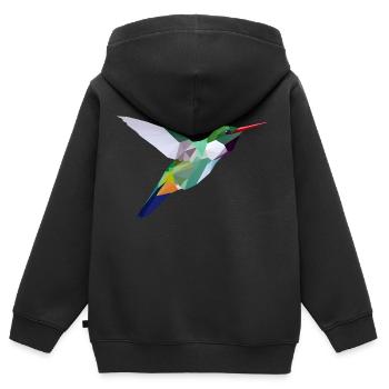 Low-Poly-Vogel - Kinder Premium Organic Zip Hoodie - Schwarz - Hinten - AI Model Kid Male (0cm)