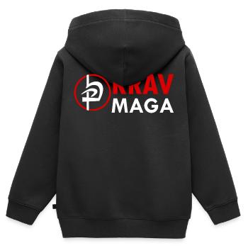 Krav Maga self-défense Combat Sport - Sweat Premium à capuche zippé enfant bio - noir - Dos - AI Model Kid Male (0cm)
