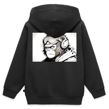 Cooler Affe im futuristischen Stil - Kinder Premium Organic Zip Hoodie - Schwarz - Hinten - AI Model Kid Male (0cm)