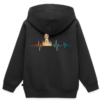 Herzschlag Retro Bauer - Kinder Premium Organic Zip Hoodie - Schwarz - Hinten - AI Model Kid Male (0cm)