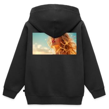 Luna Sunshine Pic 2 - Sweat Premium à capuche zippé enfant bio - noir - Dos - AI Model Kid Male (0cm)