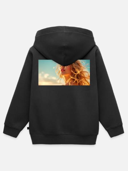 Luna Sunshine Pic 2 - Kinder Premium Organic Zip Hoodie - Schwarz