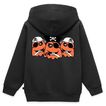 3 Pirate Fantômes Fantômes Drôle Mal Halloween - Sweat Premium à capuche zippé enfant bio - noir - Dos - AI Model Kid Male (0cm)