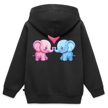 Elefant Paar Liebe Valentinstag - Kinder Premium Organic Zip Hoodie - Schwarz - Hinten - AI Model Kid Male (0cm)
