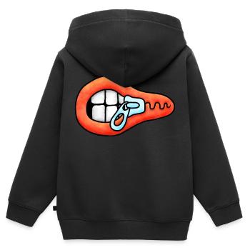 Reißverschluss Mund Illustration - Kinder Premium Organic Zip Hoodie - Schwarz - Hinten - AI Model Kid Male (0cm)