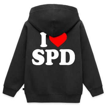 I love spd - Kinder Premium Organic Zip Hoodie - Schwarz - Hinten - AI Model Kid Male (0cm)