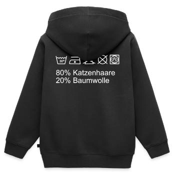 Katzen Waschhinweis Katzenhaare Baumwolle - Kinder Premium Organic Zip Hoodie - Schwarz - Hinten - AI Model Kid Male (0cm)