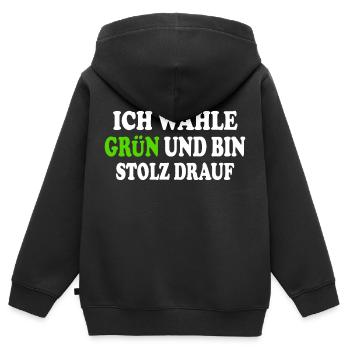 ich wähle grün und bin stolz darauf - Kinder Premium Organic Zip Hoodie - Schwarz - Hinten - AI Model Kid Male (0cm)