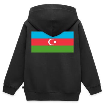 Aserbaidschan - Kinder Premium Organic Zip Hoodie - Schwarz - Hinten - AI Model Kid Male (0cm)