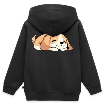 Dog puppy sleeping - Kids Premium Organic Zip-up Hoodie - black - Back - AI Model Kid Male (0cm)