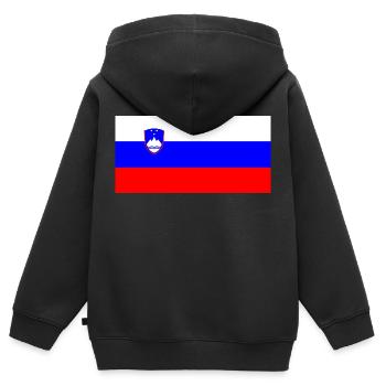 Slowenien - Kinder Premium Organic Zip Hoodie - Schwarz - Hinten - AI Model Kid Male (0cm)