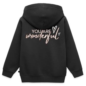 You are wonderful - Kids Premium Organic Zip-up Hoodie - black - Back - AI Model Kid Male (0cm)