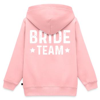 Équipe de la mariée - Sweat Premium à capuche zippé enfant bio - rose - Dos - AI Model Kid Female (0cm)