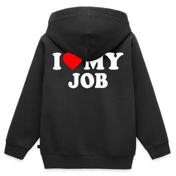 I love my job - Kinder Premium Organic Zip Hoodie - Schwarz - Hinten - AI Model Kid Male (0cm)
