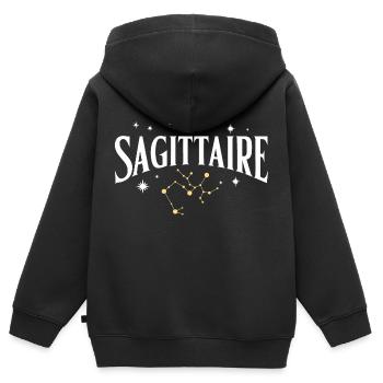 Signe astro sagittaire - Sweat Premium à capuche zippé enfant bio - noir - Dos - AI Model Kid Male (0cm)