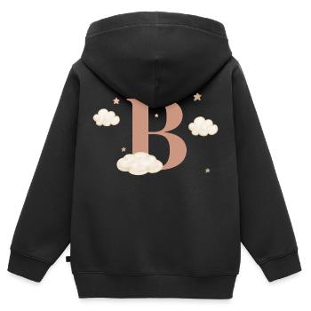 Buchstabe b bewölkt Sterne - Kinder Premium Organic Zip Hoodie - Schwarz - Hinten - AI Model Kid Male (0cm)