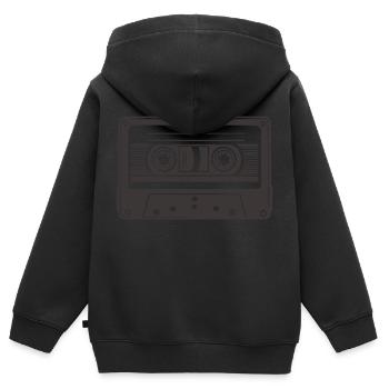 audio kassette - Kinder Premium Organic Zip Hoodie - Schwarz - Hinten - AI Model Kid Male (0cm)