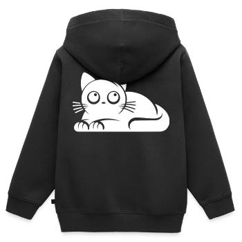 Chat innocent Humour Chats Dessin - Sweat Premium à capuche zippé enfant bio - noir - Dos - AI Model Kid Male (0cm)