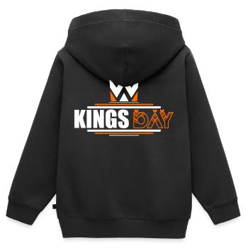 Fête du Roi - Sweat Premium à capuche zippé enfant bio - noir - Dos - AI Model Kid Male (0cm)