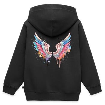 angelwings,engelsflügel,graffiti,malerei,bunt - Kinder Premium Organic Zip Hoodie - Schwarz - Hinten - AI Model Kid Male (0cm)