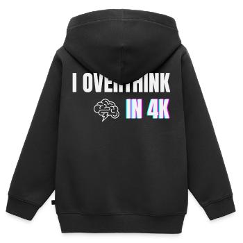 I Overthink in 4K – Funny Minimal Anxiety Shirt - Kids Premium Organic Zip-up Hoodie - black - Back - AI Model Kid Male (0cm)
