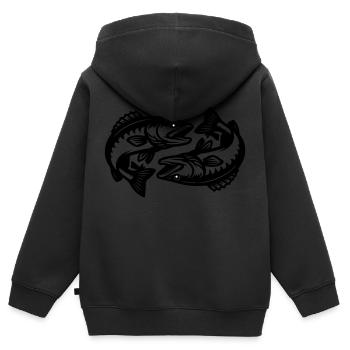 Brochet - Sweat Premium à capuche zippé enfant bio - noir - Dos - AI Model Kid Male (0cm)