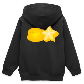 Sternfrucht - Kinder Premium Organic Zip Hoodie - Schwarz - Hinten - AI Model Kid Male (0cm)