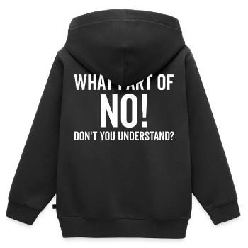 Welchen Teil von Nein verstehst du nicht - Kinder Premium Organic Zip Hoodie - Schwarz - Hinten - AI Model Kid Male (0cm)