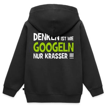 Denken ist wie googeln nur krasser!!! - Internet - Kinder Premium Organic Zip Hoodie - Schwarz - Hinten - AI Model Kid Male (0cm)