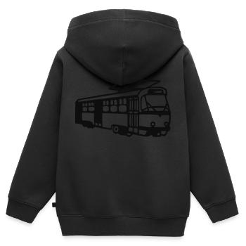 Bahn - Straßenbahn - Kinder Premium Organic Zip Hoodie - Schwarz - Hinten - AI Model Kid Male (0cm)