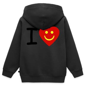 Herz - Smiley - I heart - Ich liebe - Kinder Premium Organic Zip Hoodie - Schwarz - Hinten - AI Model Kid Male (0cm)