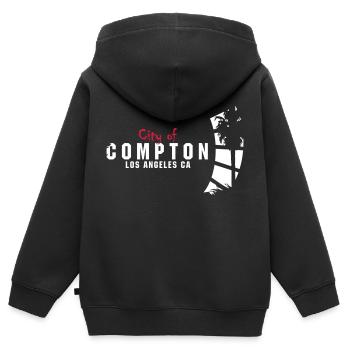 city of compton - Kinder Premium Organic Zip Hoodie - Schwarz - Hinten - AI Model Kid Male (0cm)