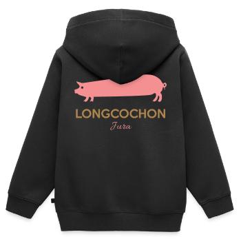 Franche Comté Longcochon Jura - Sweat Premium à capuche zippé enfant bio - noir - Dos - AI Model Kid Male (0cm)