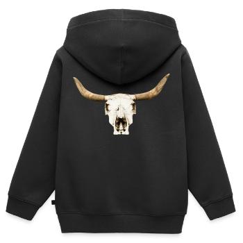 stier-schaedel - Kinder Premium Organic Zip Hoodie - Schwarz - Hinten - AI Model Kid Male (0cm)