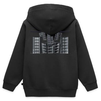 sound system - Kinder Premium Organic Zip Hoodie - Schwarz - Hinten - AI Model Kid Male (0cm)